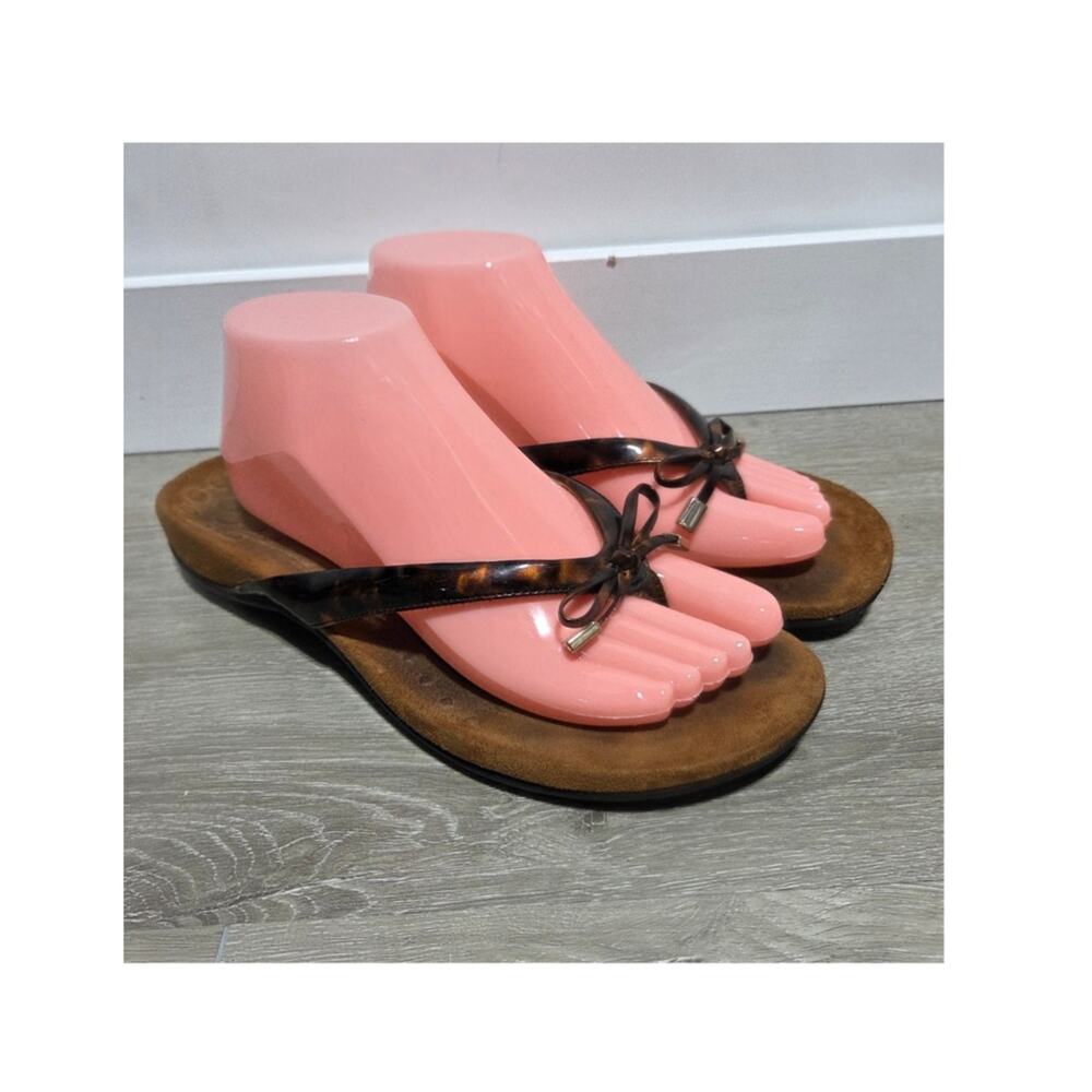 Vionic Bella II Brown Tortoise Elevated Woman's Flip Flop Sandals Size 9